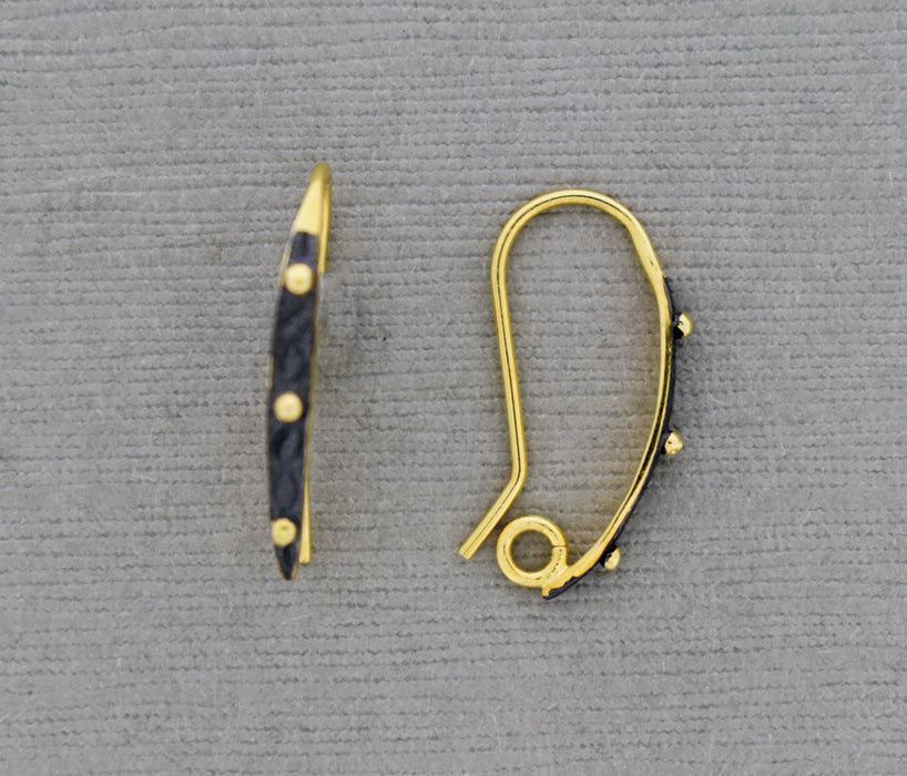 Oxidized Ear Wire with dots, Gold over Bronze Ear Wire GP1010