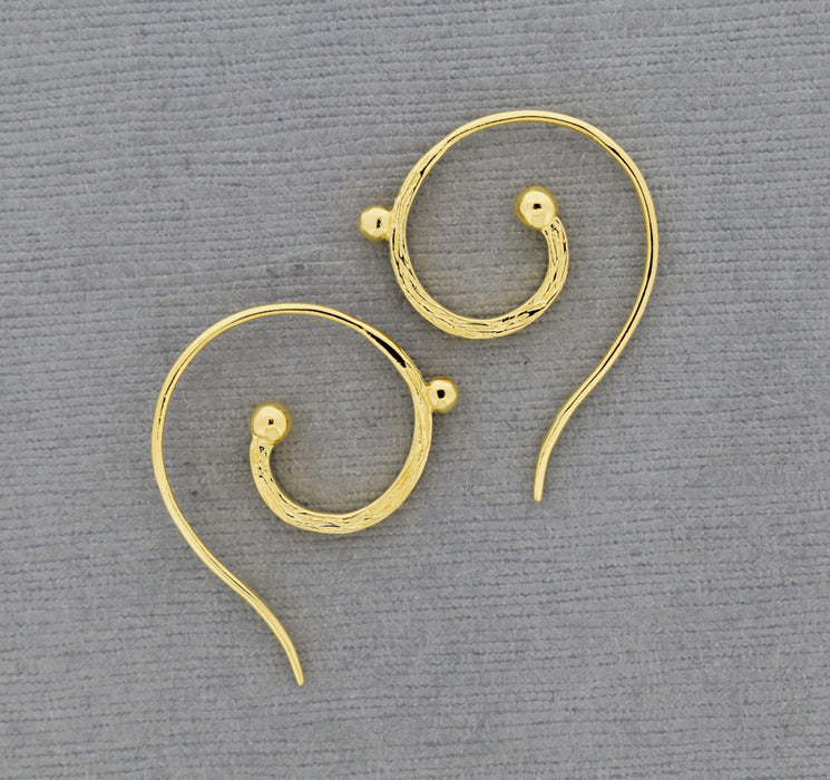 Spiral Ear Wire, 18K Gold over Bronze GP536