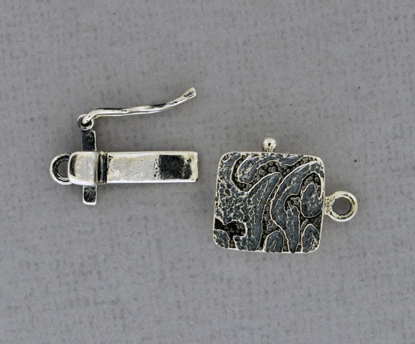 Textured Sterling Silver Box Clasp with Safety Catch PS1029