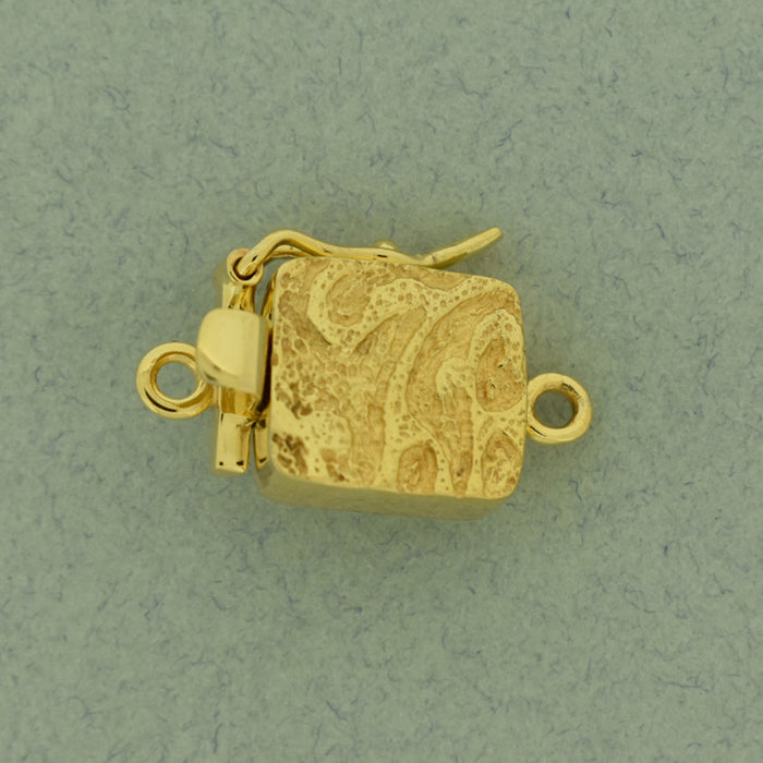 Textured 18K Gold Plated Box Clasp with Safety Catch GP1029