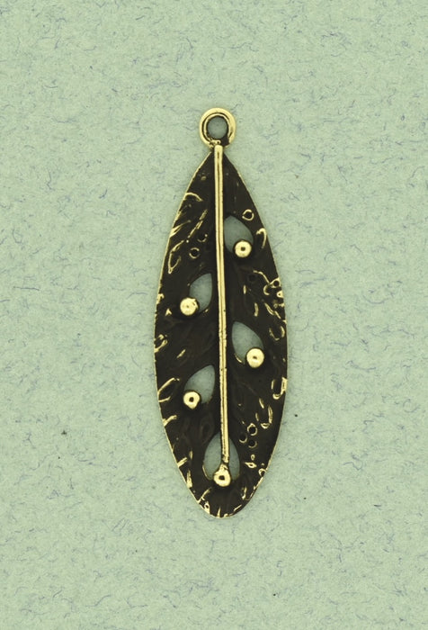 Oxidized Bronze Leaf Dangle