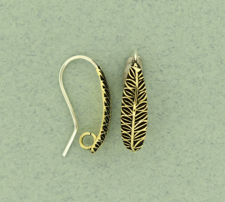 Bronze Ear Wires with feather pattern