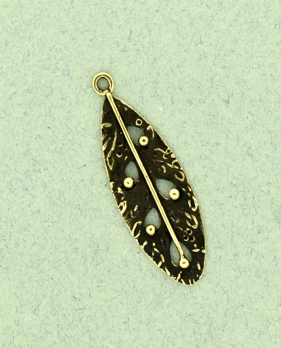 Oxidized Bronze Leaf Dangle