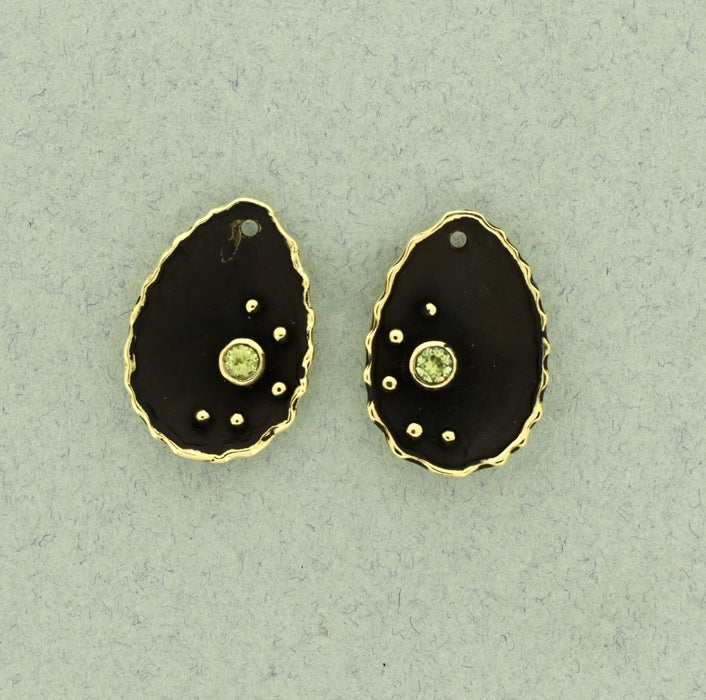 Concave Earring Drop in Oxidized Bronze, 3 options for stones