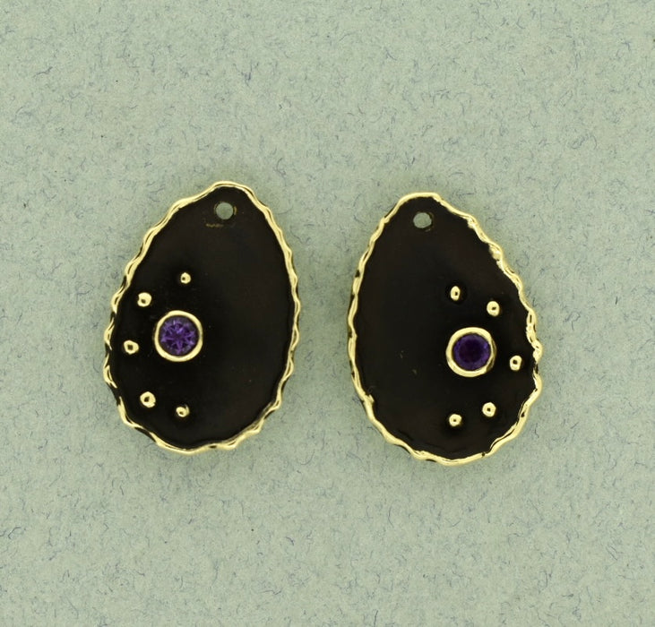 Concave Earring Drop in Oxidized Bronze, 3 options for stones