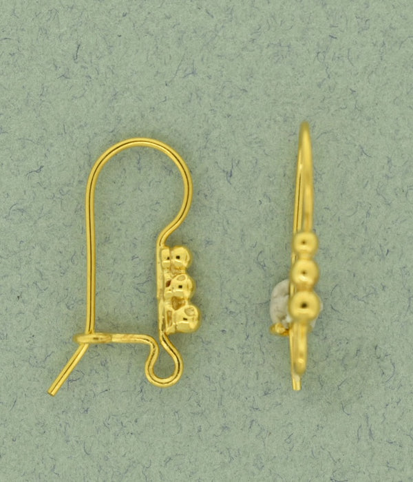 Ear Wire, Gold over Bronze with 3 Balls GP901