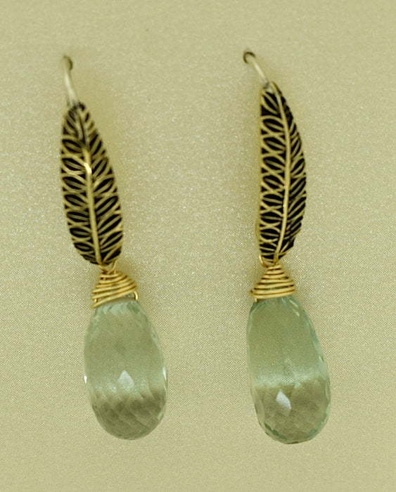 Bronze Ear Wires with feather pattern