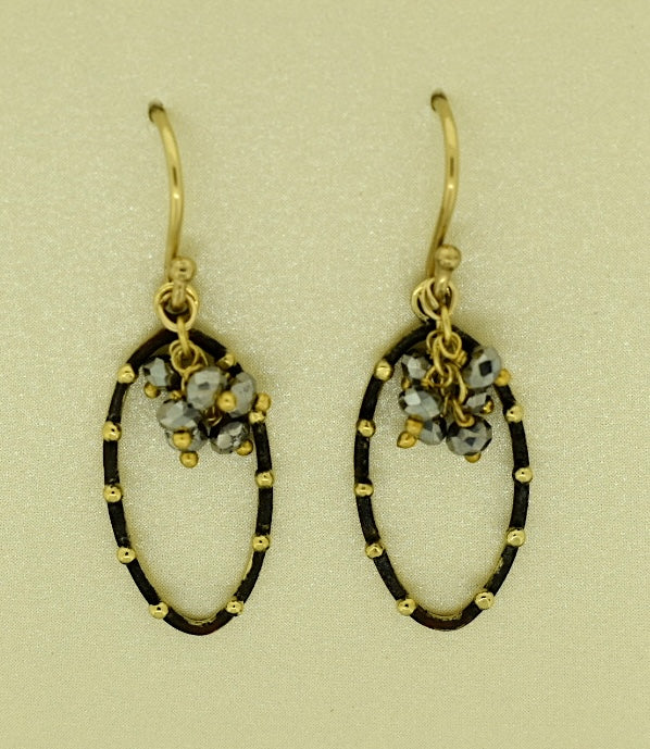 Oxidized Bronze Component with Gold Dots PSB1064