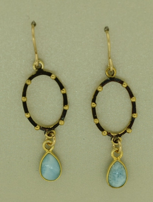 Oxidized Bronze Component with Gold Dots PSB1062