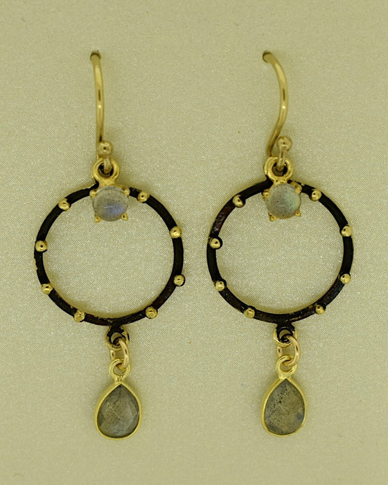 Oxidized Bronze Component with Gold Dots PSB1063
