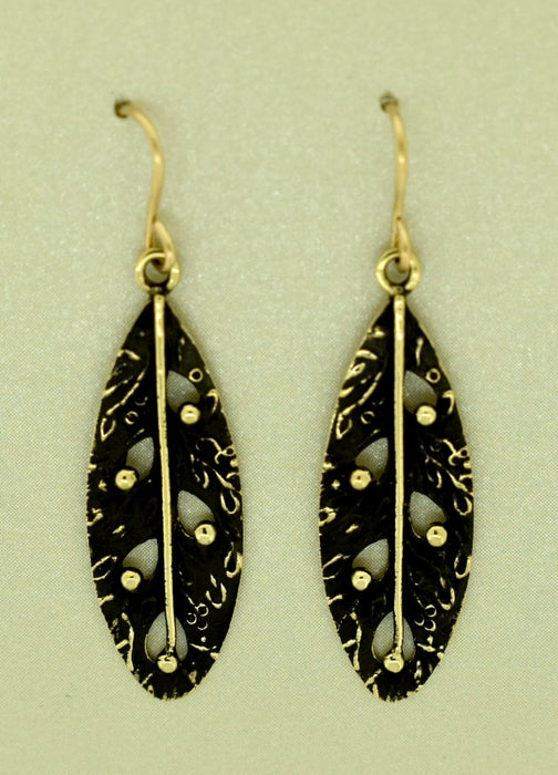 Oxidized Bronze Leaf Dangle