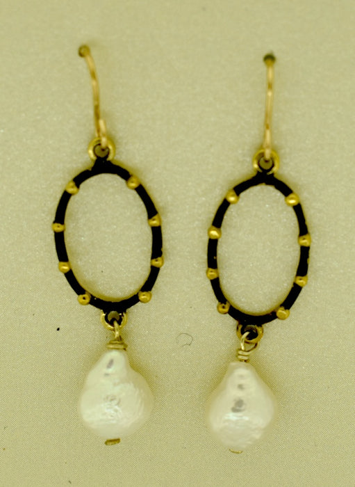 Oxidized Bronze Component with Gold Dots PSB1062