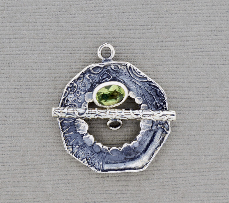 Sterling Silver Toggle Clasp with textures and semiprecious stone PS591