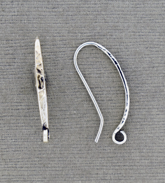 Sterling Silver Ear Wire with hammered design PS914