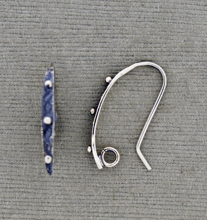 Oxidized and Textured Ear Wire with three dots PS915