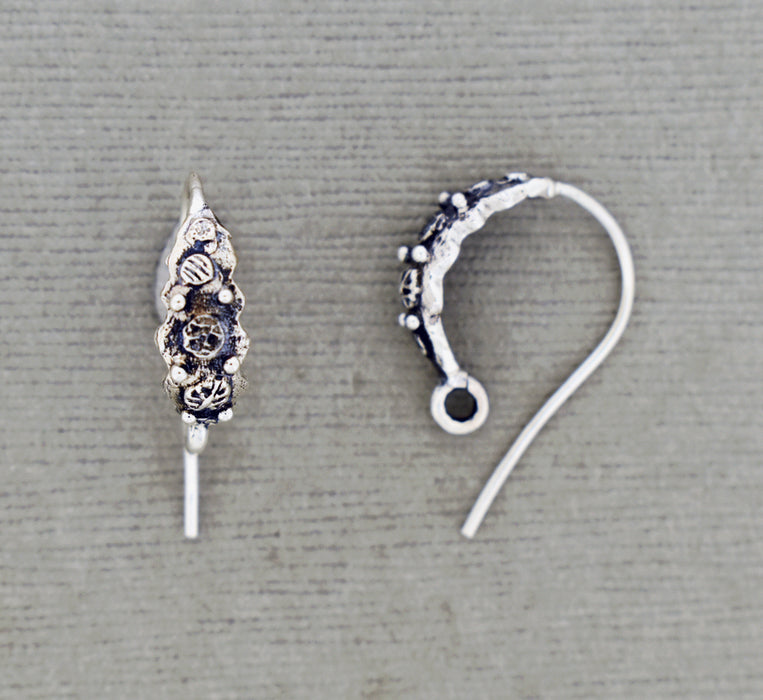 Sterling Silver Ear Wire with decorative design PS939