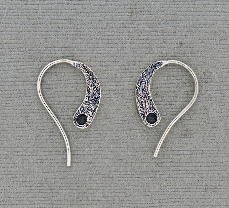 Flat Sterling Silver Ear Wire with texture PS945