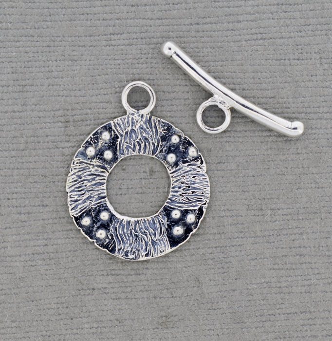 Sterling Silver Toggle Clasp with dots and textures PS953