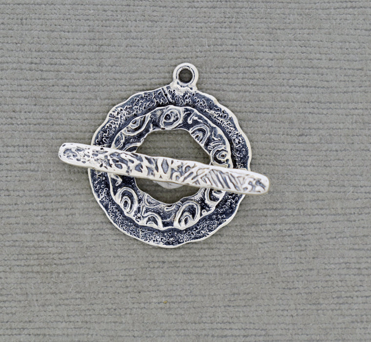 Two Layer Sterling Silver Toggle Clasp with patterns and textures PS626