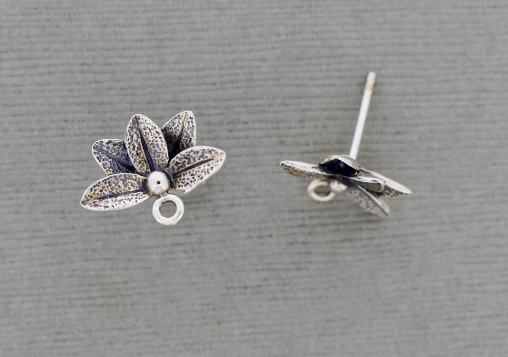 Lotus Flower Posts in Sterling Silver PS741