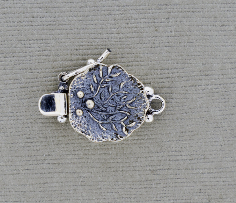 Organic Textured Sterling Silver Box Clasp with safety catch. PS770