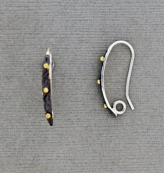 Oxidized and Textured Ear Wire with three gold dots PS1011