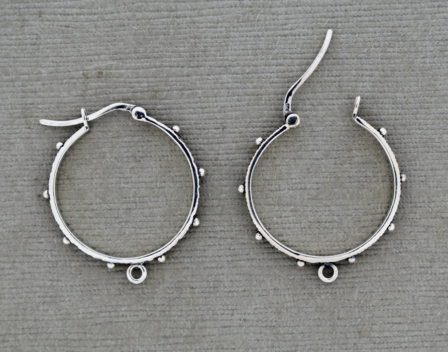 Distressed Sterling Silver Hoop with dots PS1013