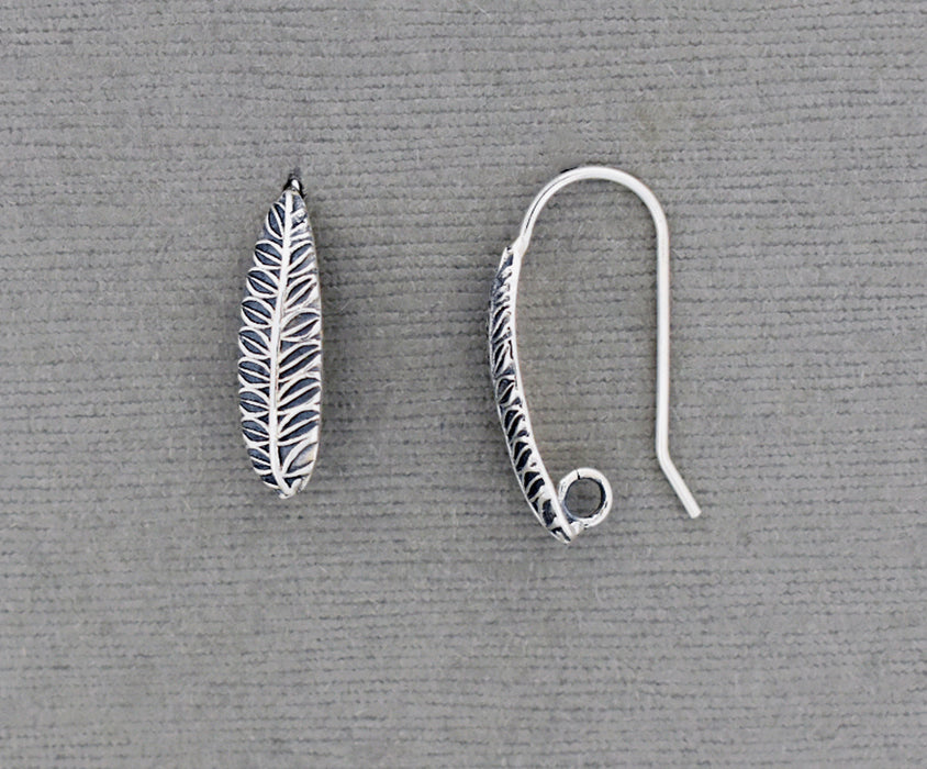 Sterling Silver Ear Wire with Feather design PS913