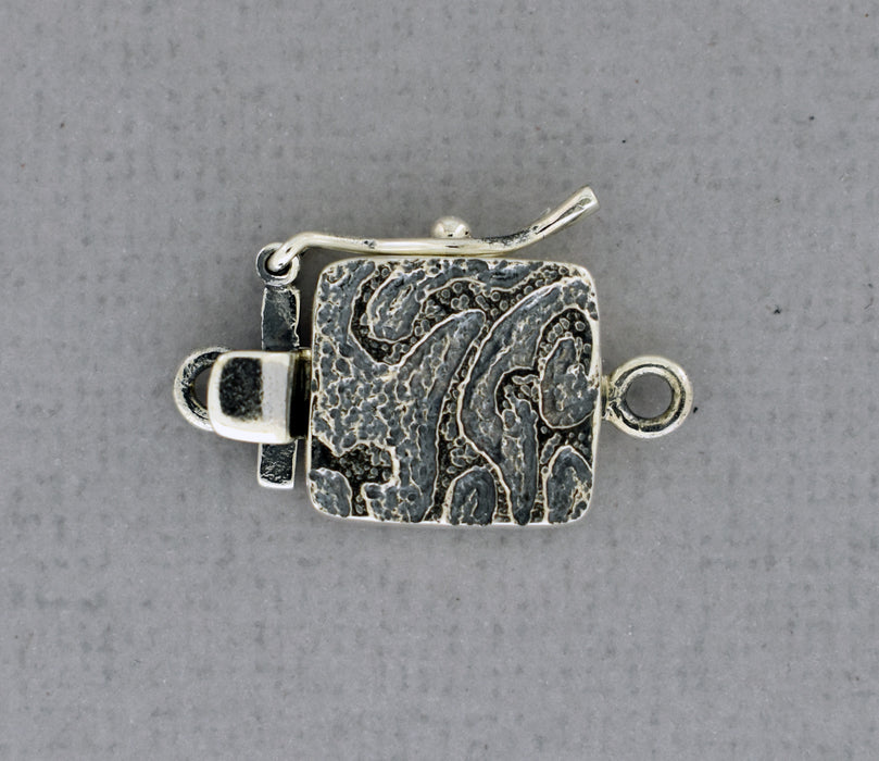 Textured Sterling Silver Box Clasp with Safety Catch PS1029