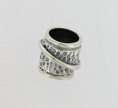 Textured Sterling Bead with Wire and Large Hole PS456